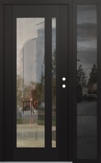Diamond C15 48" x 80" black/black clear Glass Panel black LHI with Sidelite mirrored Glass