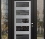 Modern Steel Front Door Diamond C9 68" x 96" black/black mirrored Glass Panel stainless steel LHI with 2 Sidelites and Transom clear Glass
