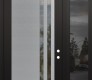 Modern Steel Front Door Diamond C6 50" x 96" black/black clear Glass Panel stainless steel LHI with Sidelite and Transom mirrored Glass