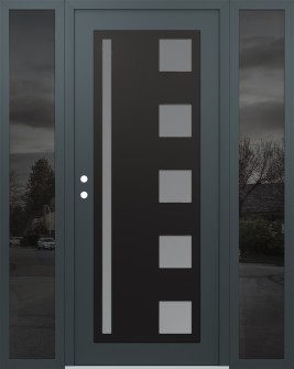 Diamond C3 68" x 80" anthracite/anthracite frosted Glass Panel black RHI with 2 Sidelites mirrored Glass