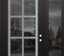 Modern Steel Front Door Diamond C16 52" x 96" black/black mirrored Glass Panel stainless steel LHI with Sidelite and Transom mirrored Glass