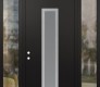 Modern Steel Front Door DIAMOND A11 60" X 96" BLACK/WHITE FROSTED GLASS PANEL STAINLESS STEEL RHI WITH 2 SIDELITES AND TRANSOM CLEAR GLASS