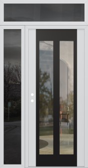 Diamond C14 50" x 96" white/white clear Glass Panel black RHI with Sidelite and Transom mirrored Glass