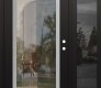 Modern Steel Front Door Diamond C1 52" x 80" black/black clear Glass Panel stainless steel LHI with Sidelite mirrored Glass
