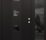 Modern Steel Front Door DIAMOND A12 52" X 80" BLACK/BLACK MIRRORED GLASS PANEL BLACK LHI WITH SIDELITE MIRRORED GLASS
