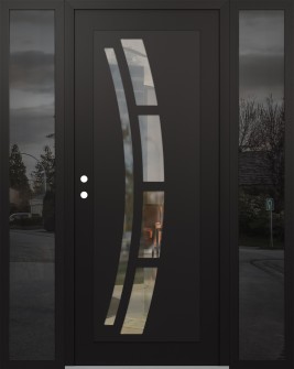 Diamond C12 60" x 80" black/black clear Glass Panel black RHI with 2 Sidelites mirrored Glass