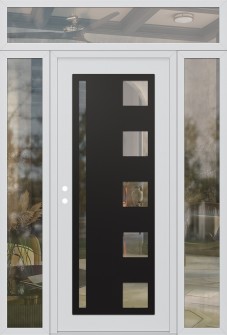 Diamond C3 64" x 96" white/white clear Glass Panel black RHI with 2 Sidelites and Transom clear Glass