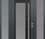 Modern Steel Front Door Diamond C15 64" x 96" anthracite/anthracite frosted Glass Panel black LHI with 2 Sidelites and Transom frosted Glass