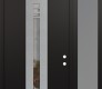 Modern Steel Front Door DIAMOND A5 52" X 96" BLACK/BLACK CLEAR GLASS PANEL STAINLESS STEEL LHI WITH SIDELITE AND TRANSOM FROSTED GLASS