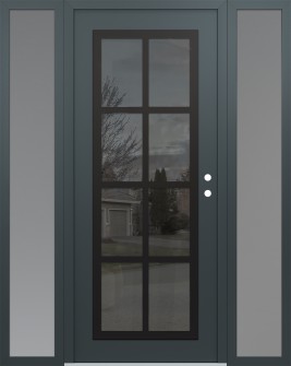 Diamond C16 60" x 80" anthracite/anthracite mirrored Glass Panel black LHI with 2 Sidelites frosted Glass