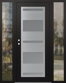 Diamond C10 68" x 80" black/white frosted Glass Panel stainless steel RHI with 2 Sidelites clear Glass