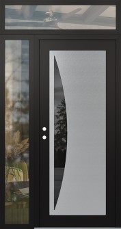 Diamond C13 52" x 96" black/black mirrored Glass Panel stainless steel RHI with Sidelite and Transom clear Glass