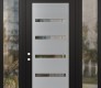 Modern Steel Front Door Diamond C7 64" x 96" black/black clear Glass Panel stainless steel RHI with 2 Sidelites and Transom clear Glass