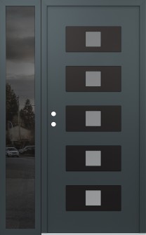 Diamond D8 50" x 80" anthracite/anthracite frosted Glass Panel black RHI with Sidelite mirrored Glass