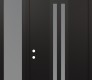 Modern Steel Front Door DIAMOND A8 52" X 96" BLACK/WHITE FROSTED GLASS PANEL BLACK RHI WITH SIDELITE AND TRANSOM FROSTED GLASS