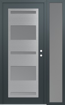 Diamond C10 52" x 80" anthracite/anthracite frosted Glass Panel stainless steel LHI with Sidelite frosted Glass