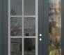 Modern Steel Front Door Diamond C16 48" x 96" anthracite/anthracite mirrored Glass Panel stainless steel LHI with Sidelite and Transom clear Glass