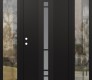 Modern Steel Front Door DIAMOND A3 68" X 80" BLACK/WHITE FROSTED GLASS PANEL BLACK RHI WITH 2 SIDELITES CLEAR GLASS
