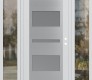 Modern Steel Front Door Diamond C10 60" x 80" white/white frosted Glass Panel stainless steel LHI with 2 Sidelites clear Glass