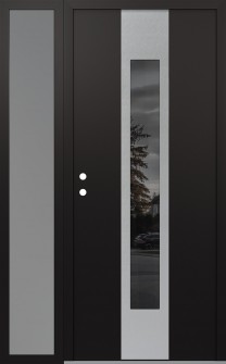 DIAMOND A1 50" X 80" BLACK/BLACK MIRRORED GLASS PANEL STAINLESS STEEL RHI WITH SIDELITE FROSTED GLASS