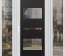 Modern Steel Front Door Diamond C10 60" x 80" white/white clear Glass Panel black RHI with 2 Sidelites clear Glass