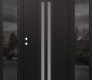 Modern Steel Front Door DIAMOND A8 64" X 80" BLACK/WHITE FROSTED GLASS PANEL BLACK RHI WITH 2 SIDELITES MIRRORED GLASS