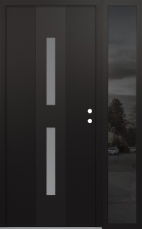 DIAMOND A6 48" X 80" BLACK/WHITE FROSTED GLASS PANEL BLACK LHI WITH SIDELITE MIRRORED GLASS