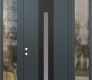 Modern Steel Front Door DIAMOND A2 64" X 96" ANTHRACITE/ANTHRACITE FROSTED GLASS PANEL BLACK RHI WITH 2 SIDELITES AND TRANSOM CLEAR GLASS
