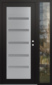 Diamond C7 52" x 80" black/white frosted Glass Panel stainless steel LHI with Sidelite clear Glass