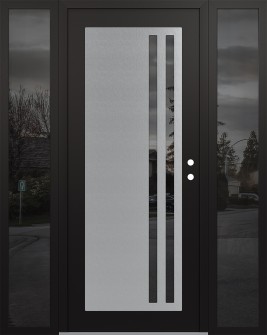 Diamond C6 64" x 80" black/black mirrored Glass Panel stainless steel LHI with 2 Sidelites mirrored Glass