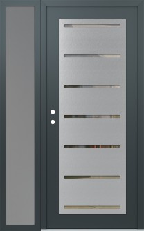 Diamond C11 52" x 80" anthracite/anthracite clear Glass Panel stainless steel RHI with Sidelite frosted Glass