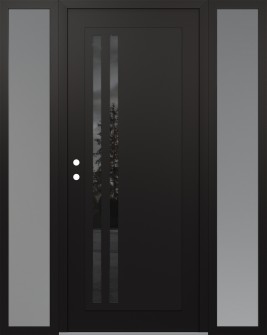Diamond C6 60" x 80" black/black mirrored Glass Panel black RHI with 2 Sidelites frosted Glass