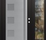 Modern Steel Front Door Diamond C3 50" x 80" black/white frosted Glass Panel stainless steel LHI with Sidelite clear Glass