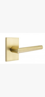 EMTEK STUTTGART LEVER WITH MODERN RECTANGULAR ROSETTE PRIVACY RH SATIN BRASS (US4) 5212