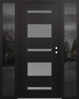 Diamond C10 60" x 80" black/white frosted Glass Panel black LHI with 2 Sidelites mirrored Glass