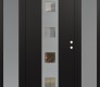 Modern Steel Front Door DIAMOND A12 60" X 80" BLACK/BLACK CLEAR GLASS PANEL STAINLESS STEEL LHI WITH 2 SIDELITES FROSTED GLASS