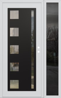 Diamond C3 52" x 80" white/white clear Glass Panel black LHI with Sidelite mirrored Glass
