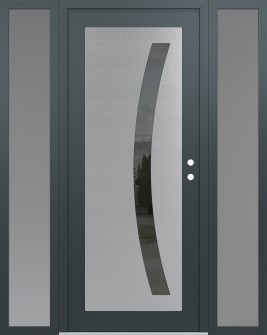 Diamond C4 68" x 80" anthracite/anthracite mirrored Glass Panel stainless steel LHI with 2 Sidelites frosted Glass