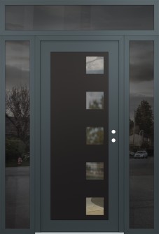 Diamond C5 68" x 96" anthracite/anthracite clear Glass Panel black LHI with 2 Sidelites and Transom mirrored Glass