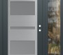 Modern Steel Front Door Diamond C10 48" x 80" anthracite/anthracite frosted Glass Panel stainless steel LHI with Sidelite clear Glass