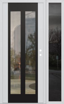 Diamond C14 52" x 80" white/white clear Glass Panel black LHI with Sidelite mirrored Glass