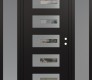 Modern Steel Front Door Diamond D6 64" x 80" black/black clear Glass Panel stainless steel LHI with 2 Sidelites frosted Glass