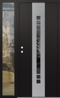 DIAMOND A4 48" X 80" BLACK/BLACK MIRRORED GLASS PANEL STAINLESS STEEL RHI WITH SIDELITE CLEAR GLASS