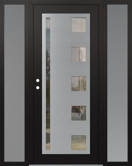 Diamond C3 60" x 80" black/black clear Glass Panel stainless steel RHI with 2 Sidelites frosted Glass