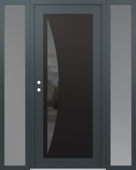 Diamond C13 60" x 80" anthracite/anthracite mirrored Glass Panel black RHI with 2 Sidelites frosted Glass