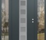 Modern Steel Front Door DIAMOND A13 60" X 80" ANTHRACITE/ANTHRACITE FROSTED GLASS PANEL STAINLESS STEEL LHI WITH 2 SIDELITES CLEAR GLASS