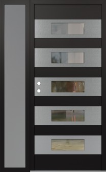 Diamond D5 48" x 80" black/black clear Glass Panel stainless steel RHI with Sidelite frosted Glass