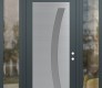 Modern Steel Front Door Diamond C4 60" x 96" anthracite/anthracite frosted Glass Panel stainless steel LHI with 2 Sidelites and Transom clear Glass