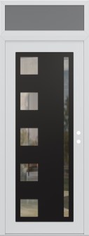 Diamond C3 36" x 96" white/white clear Glass Panel black LHI with Transom frosted Glass