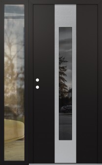 DIAMOND A1 52" X 80" BLACK/BLACK MIRRORED GLASS PANEL STAINLESS STEEL RHI WITH SIDELITE CLEAR GLASS